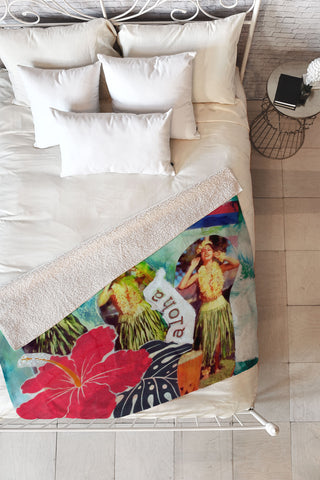 Deb Haugen Hula Flag Fleece Throw Blanket