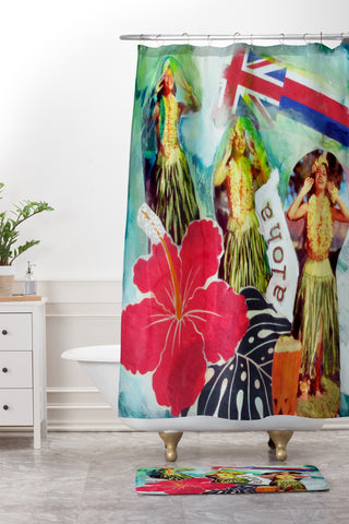 Deb Haugen Hula Flag Shower Curtain And Mat