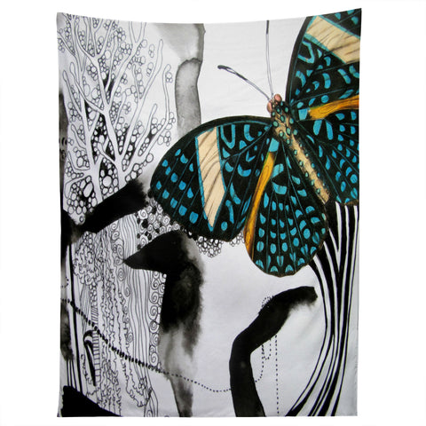 Deb Haugen Ink Black Butterfly Tapestry