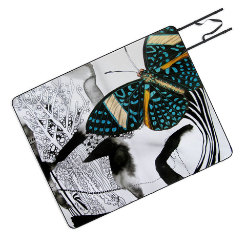 Deb Haugen Ink Black Butterfly Picnic Blanket