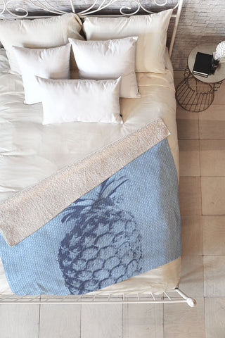 Deb Haugen Linen Pineapple Fleece Throw Blanket