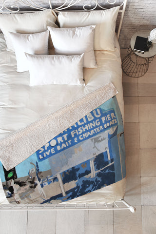 Deb Haugen Malibu Pier Fleece Throw Blanket