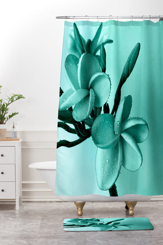 Deb Haugen Mint Plumeria Shower Curtain And Mat