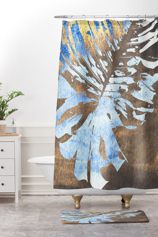 Deb Haugen Monstera Gold Shower Curtain And Mat