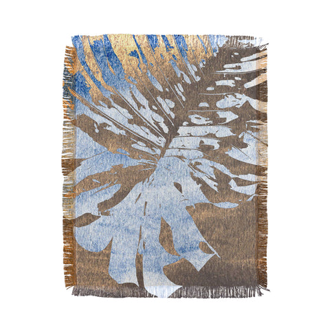 Deb Haugen Monstera Gold Throw Blanket