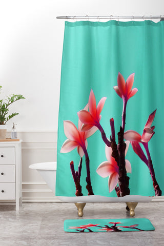 Deb Haugen North Shore Plumeria Shower Curtain And Mat
