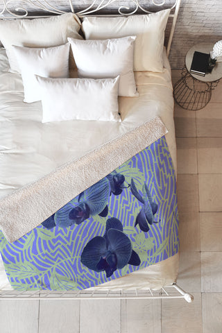 Deb Haugen Orchids Hauula Fleece Throw Blanket