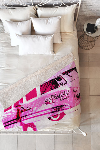 Deb Haugen Pink Surfergirl Fleece Throw Blanket