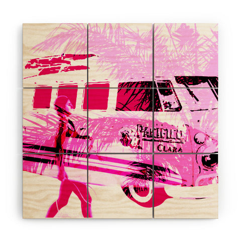 Deb Haugen Pink Surfergirl Wood Wall Mural