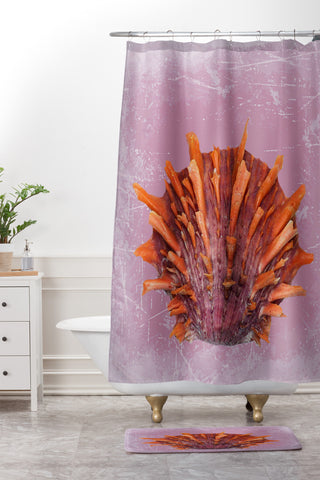 Deb Haugen Shell Orange Shower Curtain And Mat