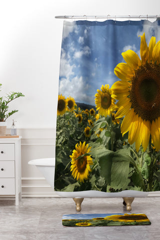Deb Haugen sunflower love Shower Curtain And Mat