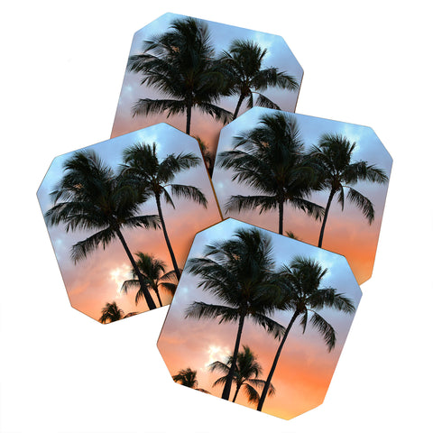Deb Haugen sunset palm Coaster Set