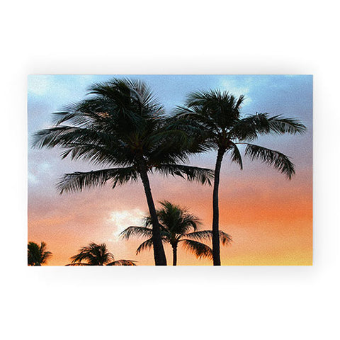 Deb Haugen sunset palm Welcome Mat