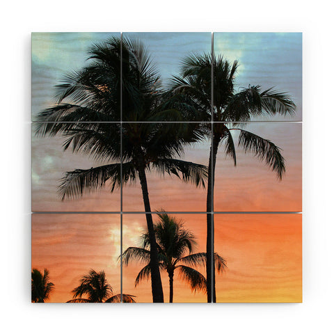 Deb Haugen sunset palm Wood Wall Mural