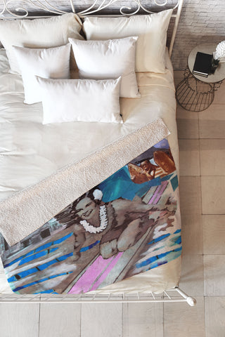 Deb Haugen Surfer Girls Fleece Throw Blanket