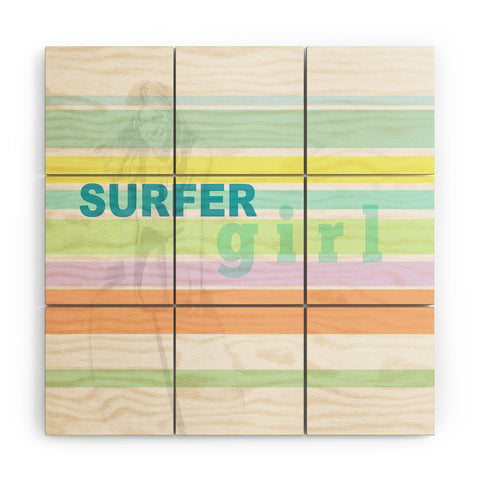 Deb Haugen Surfergirl Stripe Wood Wall Mural