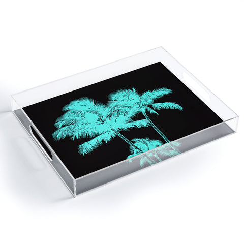 Deb Haugen turquoise palms Acrylic Tray