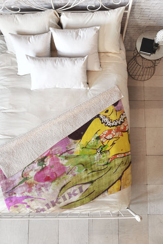 Deb Haugen waikiki wahine Fleece Throw Blanket