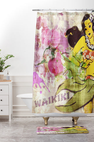 Deb Haugen waikiki wahine Shower Curtain And Mat