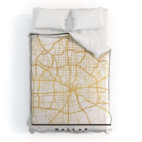 deificus Art DALLAS TEXAS CITY STREET MAP Duvet Cover