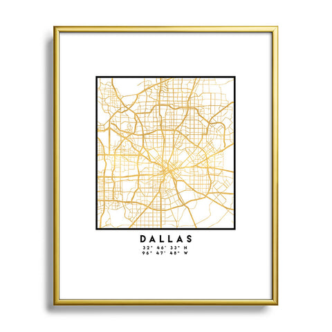 deificus Art DALLAS TEXAS CITY STREET MAP Metal Framed Art Print