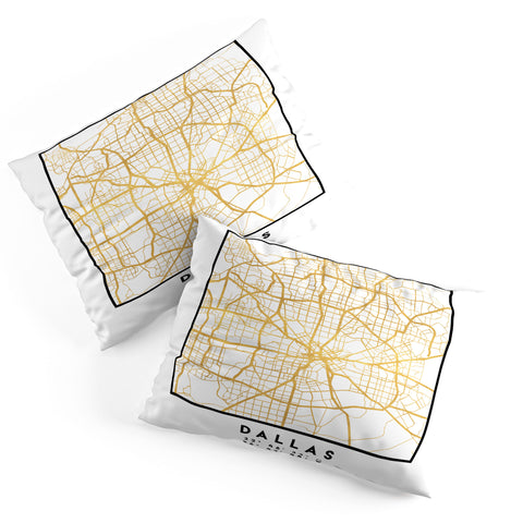 deificus Art DALLAS TEXAS CITY STREET MAP Pillow Shams