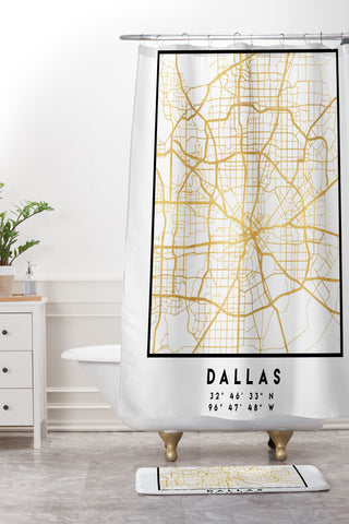 deificus Art DALLAS TEXAS CITY STREET MAP Shower Curtain And Mat