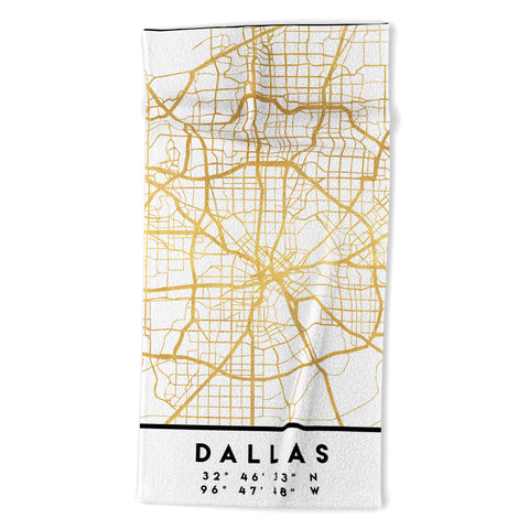 deificus Art DALLAS TEXAS CITY STREET MAP Beach Towel