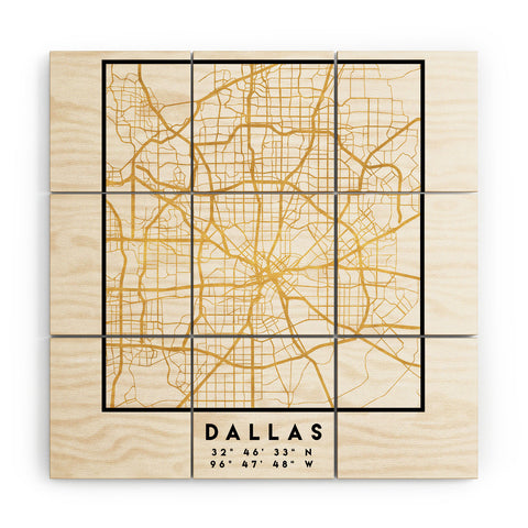 deificus Art DALLAS TEXAS CITY STREET MAP Wood Wall Mural