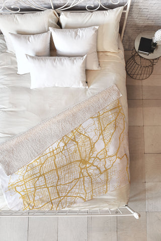 deificus Art LOS ANGELES CALIFORNIA CITY MAP Fleece Throw Blanket