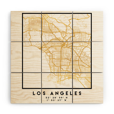 deificus Art LOS ANGELES CALIFORNIA CITY MAP Wood Wall Mural