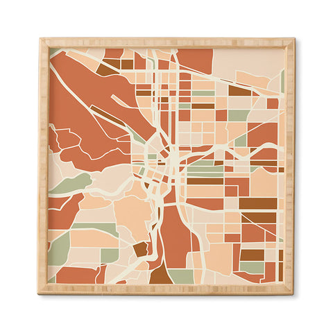 deificus Art PORTLAND OREGON CITY MAP Framed Wall Art