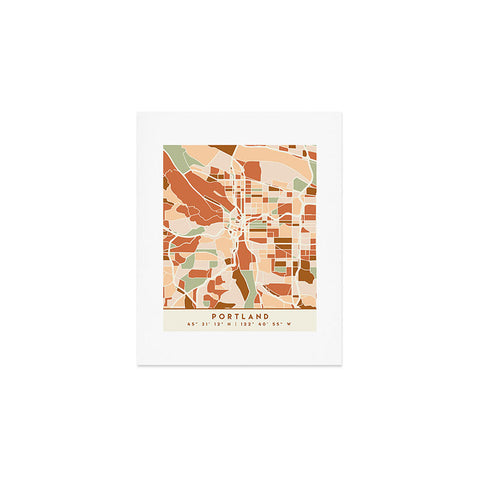 deificus Art PORTLAND OREGON CITY MAP Art Print