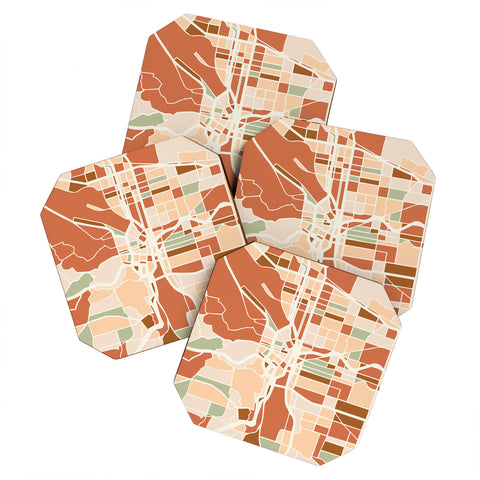 deificus Art PORTLAND OREGON CITY MAP Coaster Set