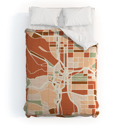 deificus Art PORTLAND OREGON CITY MAP Comforter