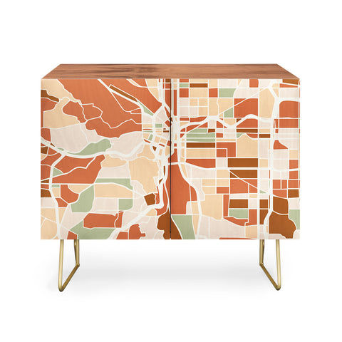 deificus Art PORTLAND OREGON CITY MAP Credenza