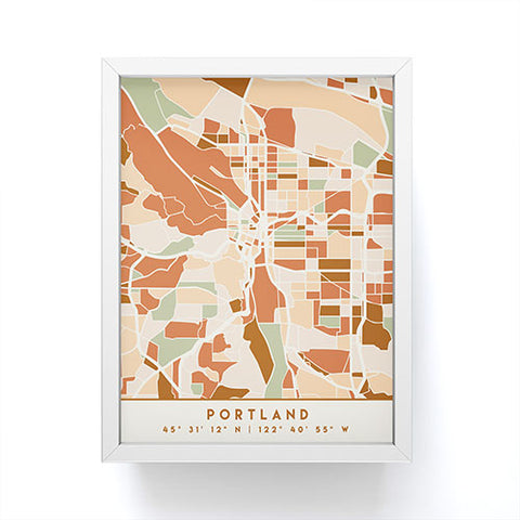 deificus Art PORTLAND OREGON CITY MAP Framed Mini Art Print