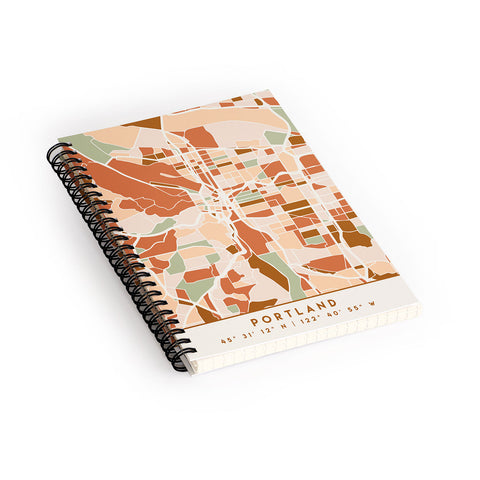 deificus Art PORTLAND OREGON CITY MAP Spiral Notebook