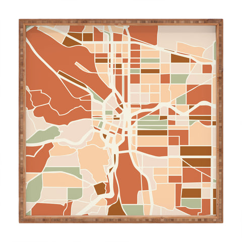 deificus Art PORTLAND OREGON CITY MAP Square Tray