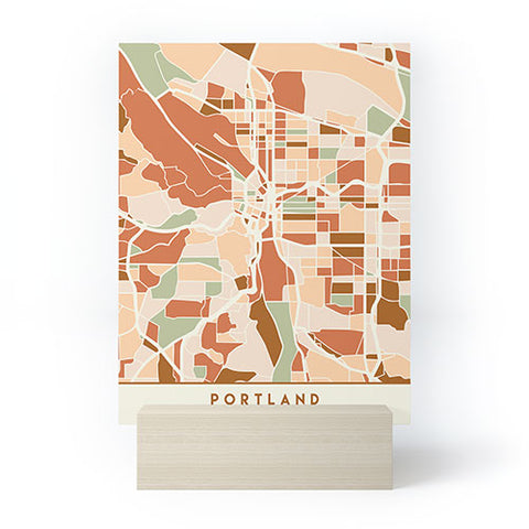 deificus Art PORTLAND OREGON CITY MAP Mini Art Print