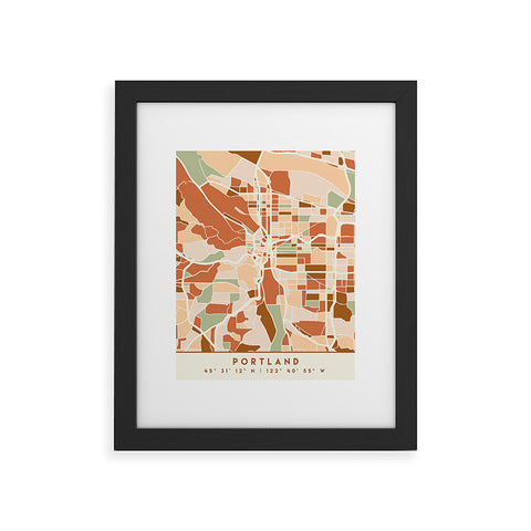 deificus Art PORTLAND OREGON CITY MAP Framed Art Print