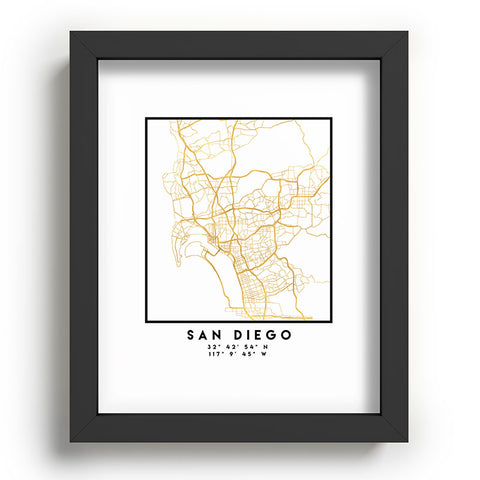 deificus Art SAN DIEGO CALIFORNIA CITY MAP Recessed Framing Rectangle