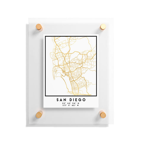 deificus Art SAN DIEGO CALIFORNIA CITY MAP Floating Acrylic Print