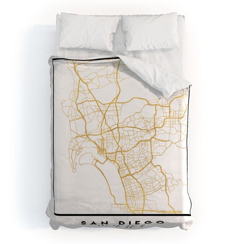 deificus Art SAN DIEGO CALIFORNIA CITY MAP Duvet Cover