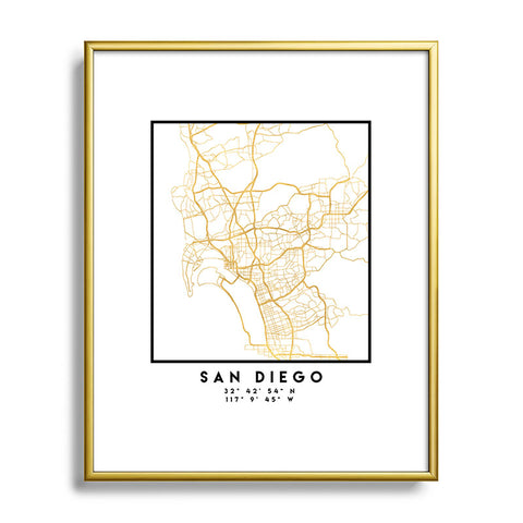 deificus Art SAN DIEGO CALIFORNIA CITY MAP Metal Framed Art Print