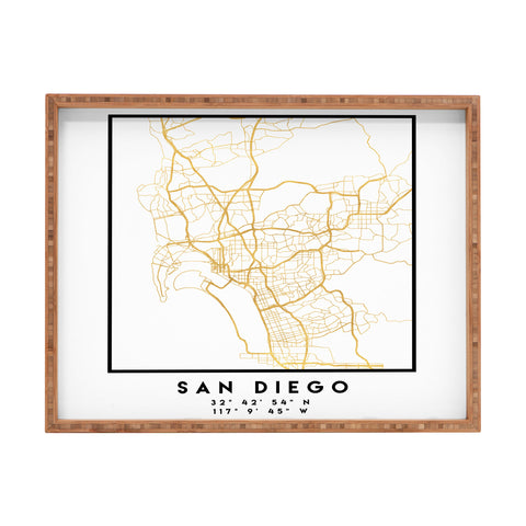 deificus Art SAN DIEGO CALIFORNIA CITY MAP Rectangular Tray