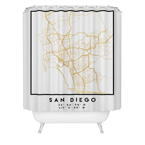 deificus Art SAN DIEGO CALIFORNIA CITY MAP Shower Curtain