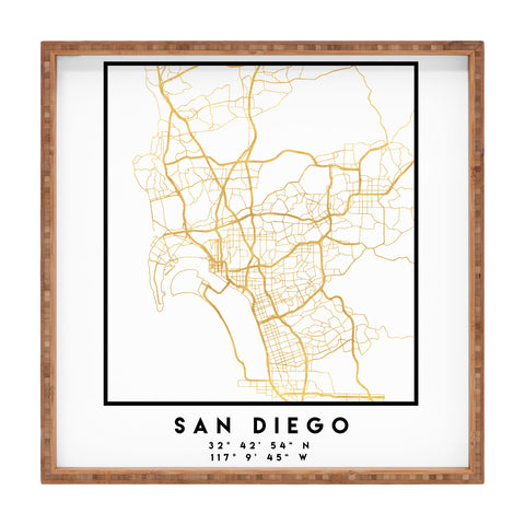 deificus Art SAN DIEGO CALIFORNIA CITY MAP Square Tray