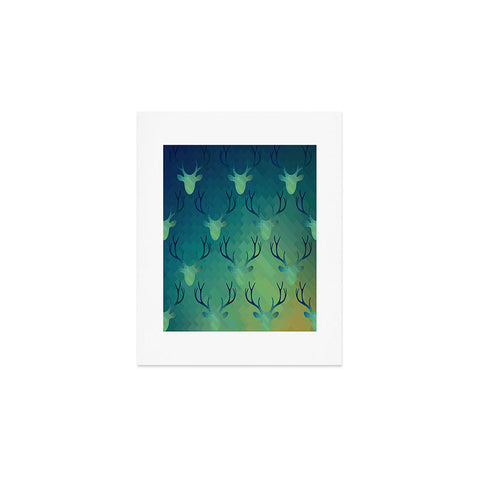 Deniz Ercelebi Aqua Antlers Pattern Art Print