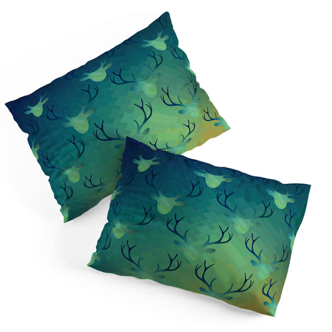 Deniz Ercelebi Aqua Antlers Pattern Pillow Shams